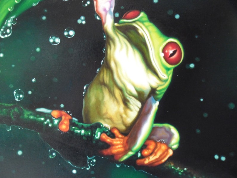 Frog painting oil painting on canvas 90X120 cm. | Etsy