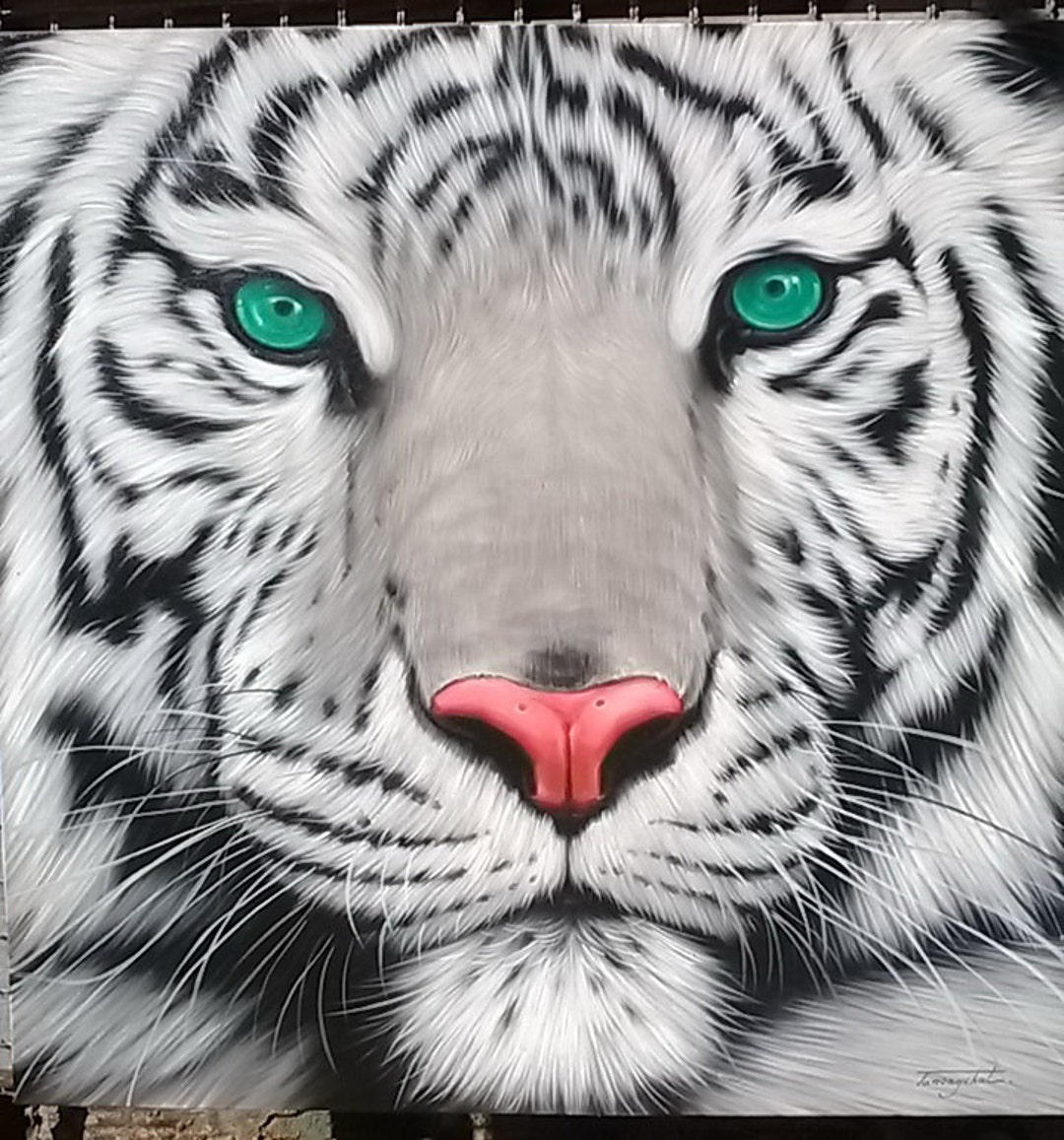 White Tiger Painting Art Work Painting Oil Painting on Canvas. Etsy