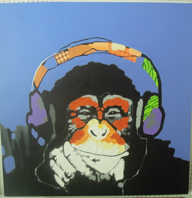 Monkey Painting Art Work Painting Oil Painting on Canvas. Etsy