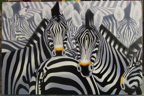 Zebra Malerei Olgemalde Auf Leinwand 80x1 Cm Etsy