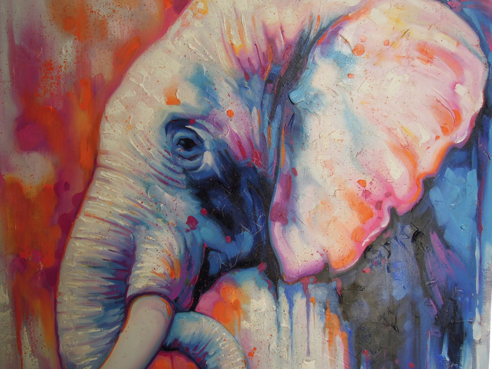 Elephant Painting Oil Painting on Canvas 90X120 Cm. Etsy