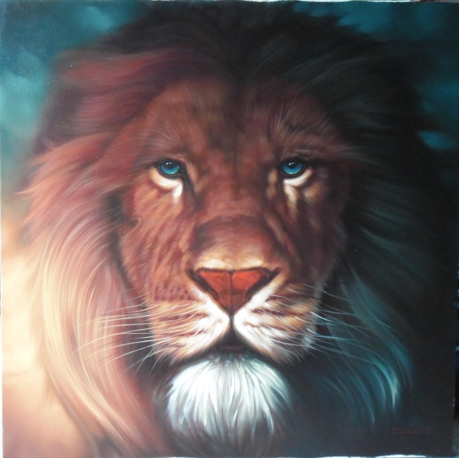 Lion Painting Oil Painting On Canvas 100x100 Cm Etsy Ireland