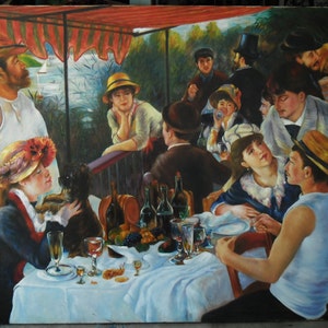 Luncheon of The Boating Party by Pierre-Auguste Renoir - Reproduction painting oil painting on canvas.