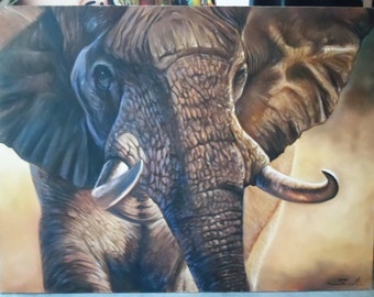 Elephant painting Art work painting oil painting on canvas.
