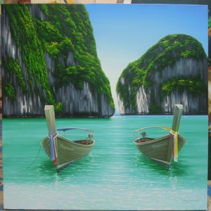 Phi Phi Islands Krabi Thailand painting Art work painting oil painting on canvas.