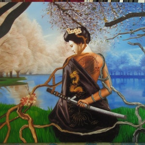 Samurai painting Art work painting oil painting on canvas.