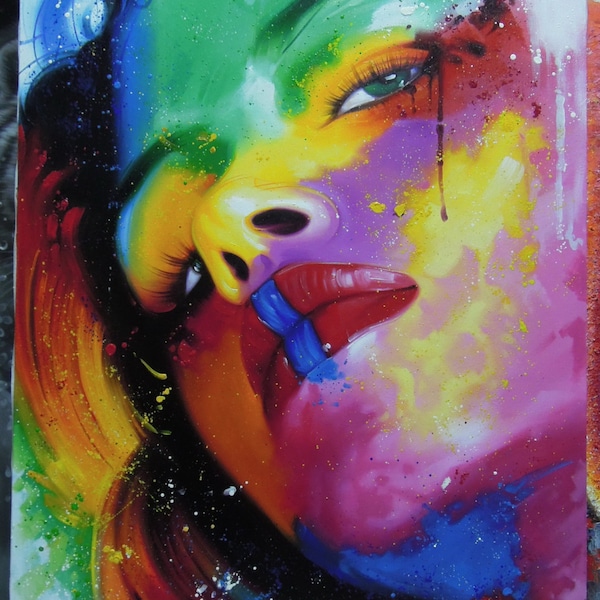 Colorful face painting Art work painting oil painting on canvas.