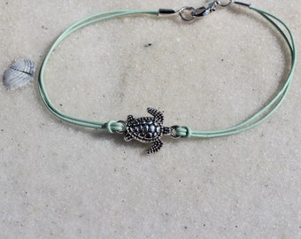 Tiny Turtle Leather Anklet