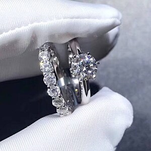 1.7 Ctw Bridal Sets / Wedding Ring Set : 1 Carat Round 6 Prong - Etsy