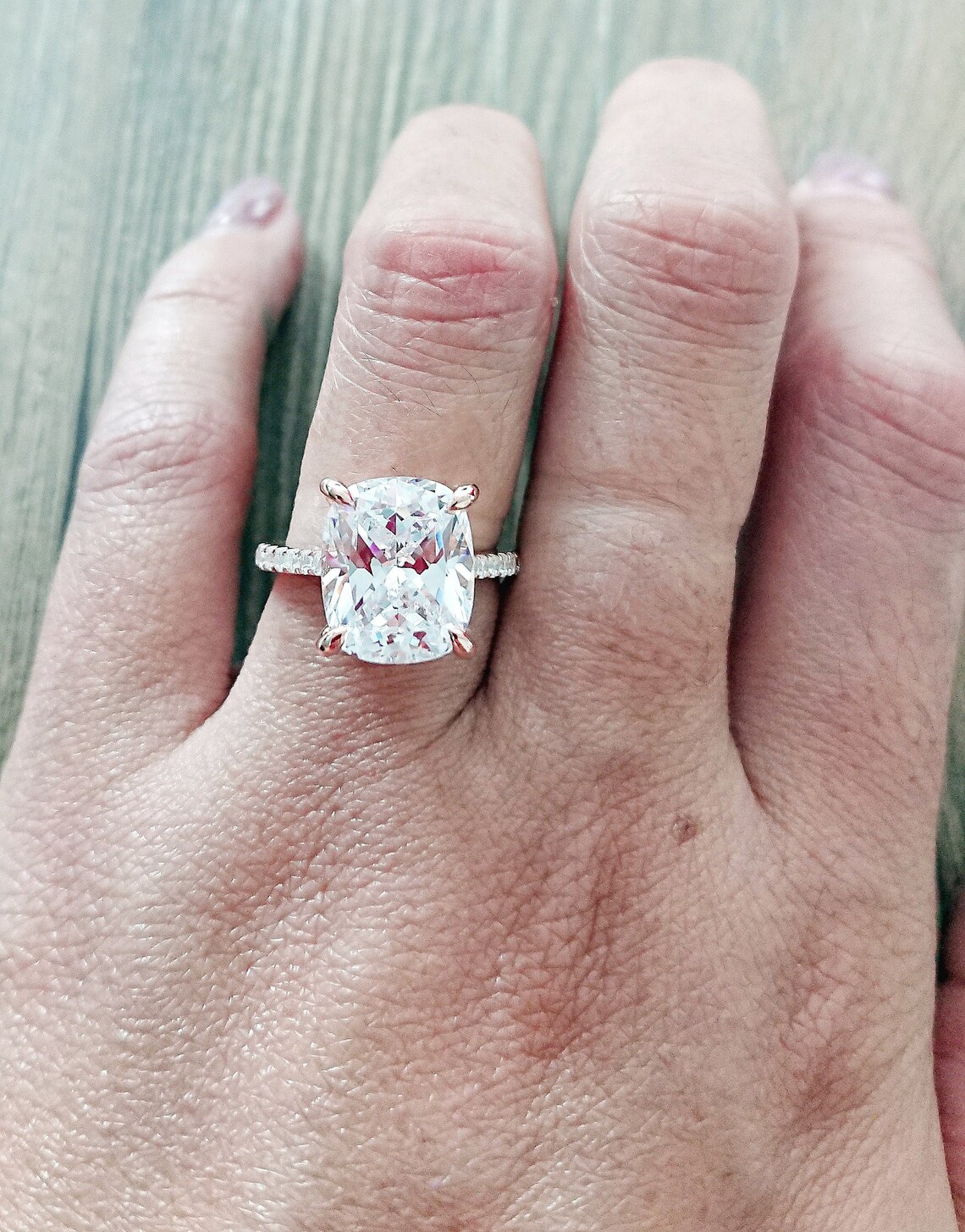 6 Carats Rectangle Cushion Cut Engagement Ring/ Wedding Ring Etsy