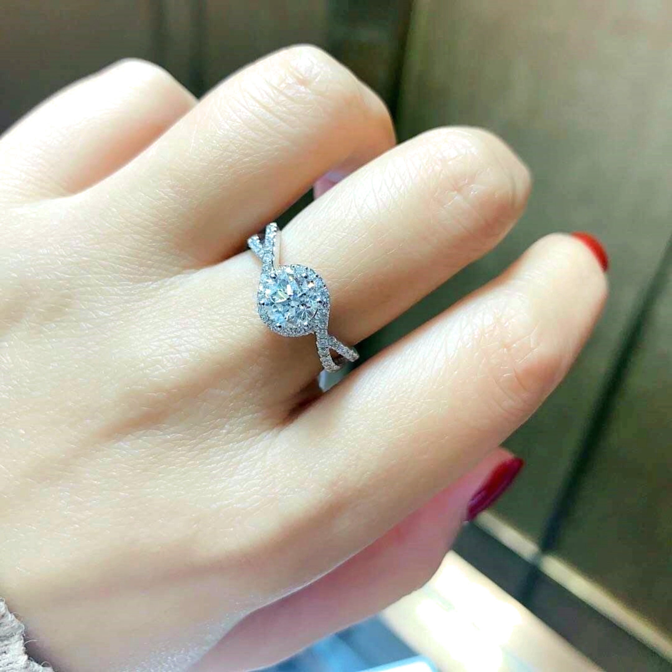 1 Carat Bypass Halo Engagement Ring in Silver With Finest Diamond  Simulants, Twist Crossover Promise Ring for Her - Etsy