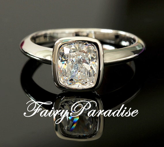 2 Carat Bezel Set Solitaire Engagement Ring Simple Ring Etsy