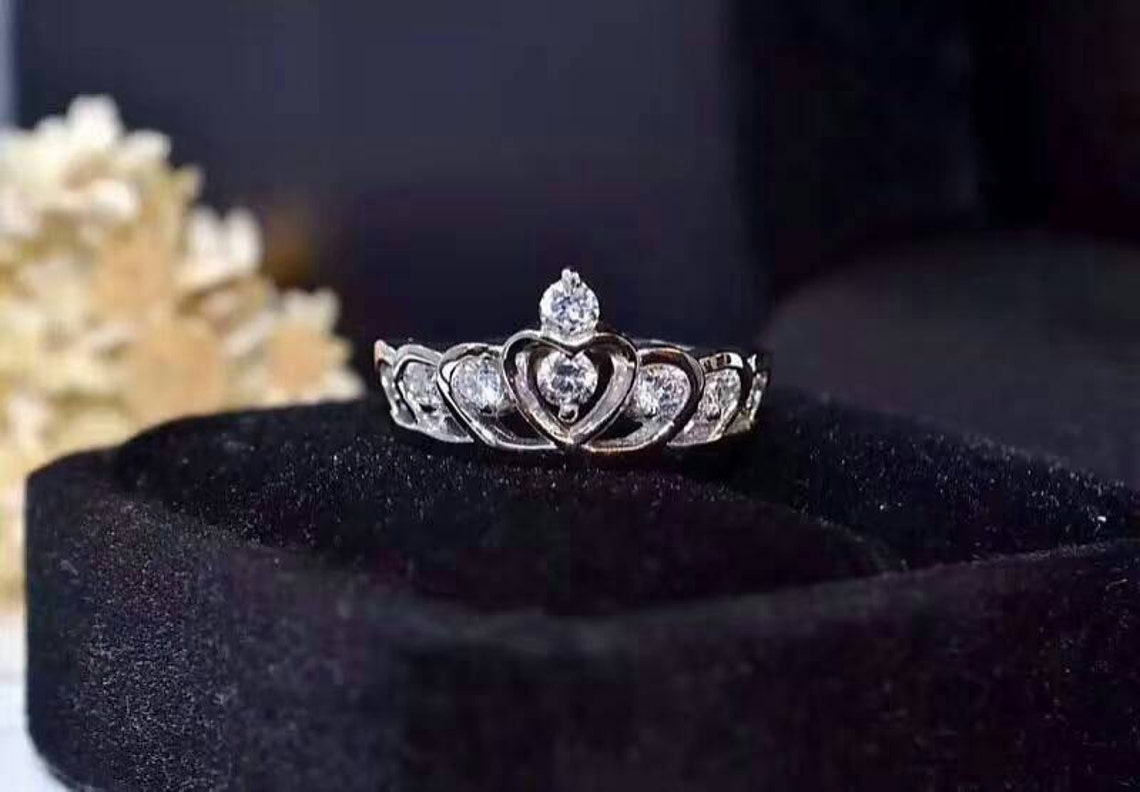 Princess Crown Ring Sterling Silver Crown Ring Princess - Etsy