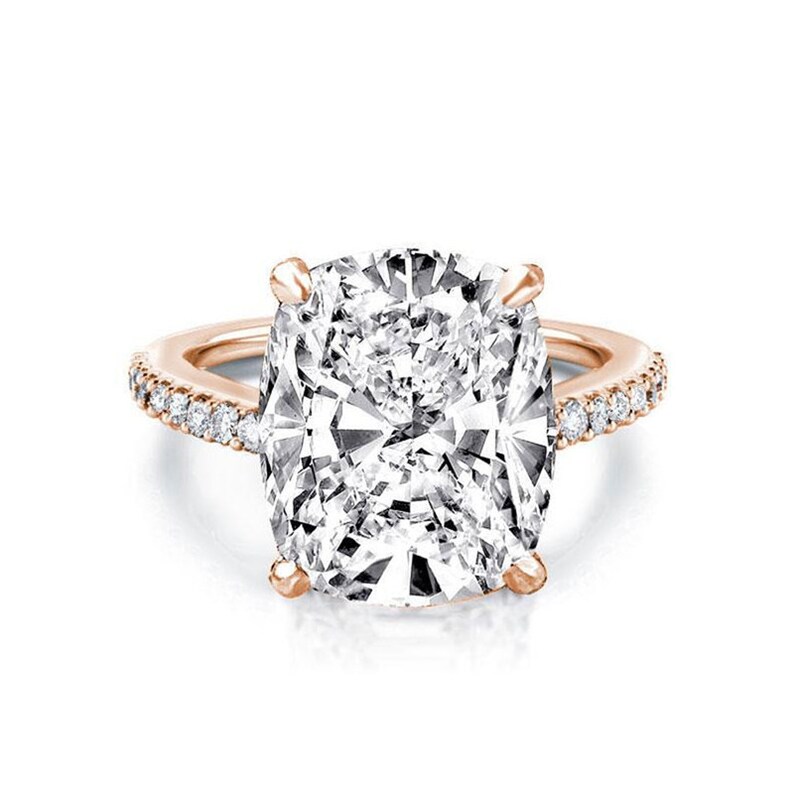 6 Carats Rectangle Cushion Cut Engagement Ring/ Wedding Ring Etsy