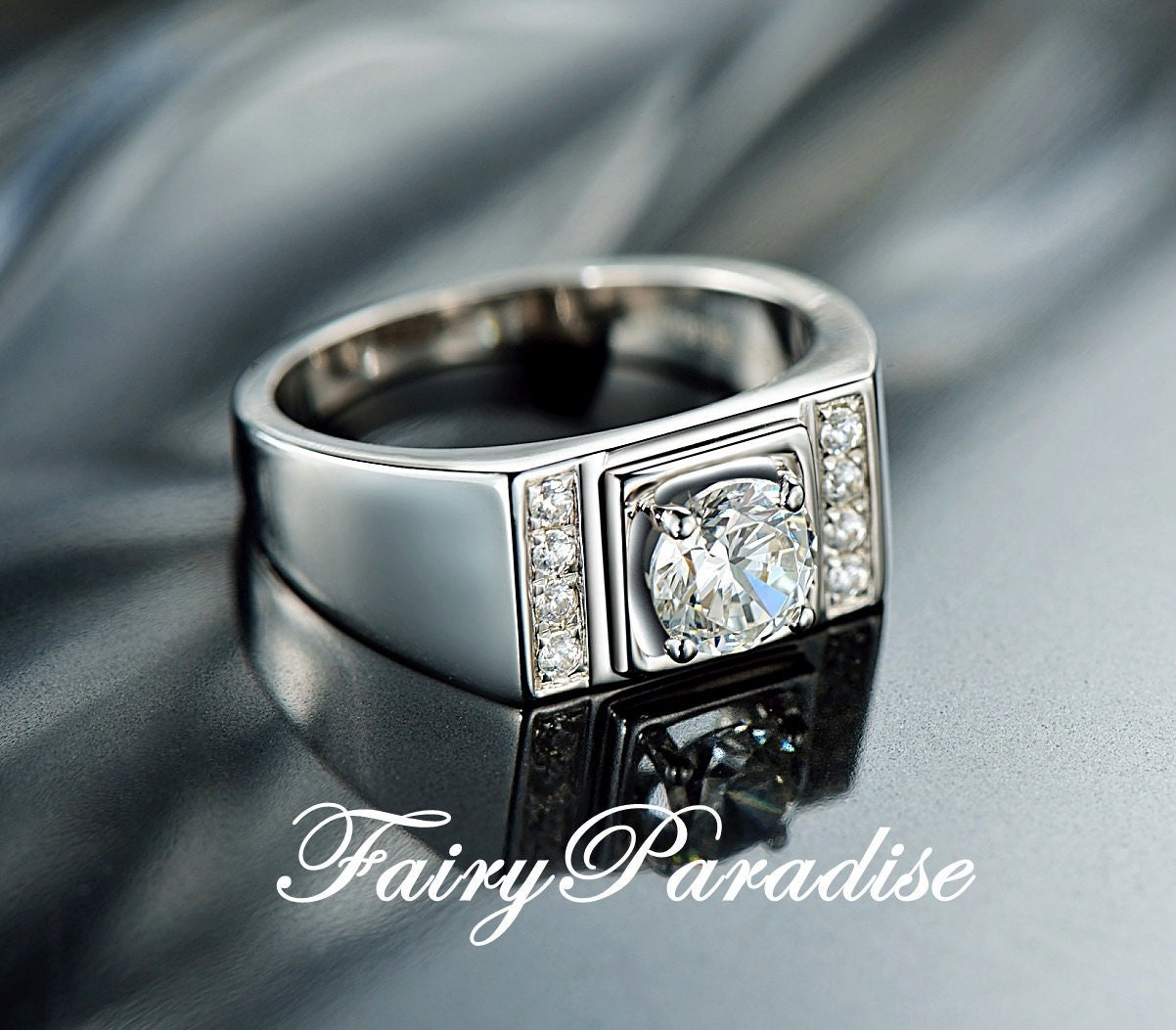 Mens man made diamond best sale rings