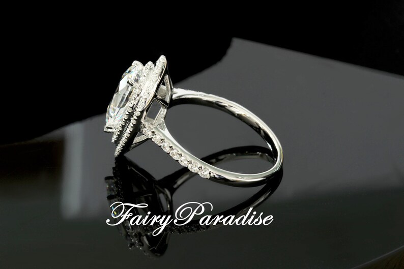 3 Carats Teardrop Double Halo Engagement Ring / Promise Rings Etsy