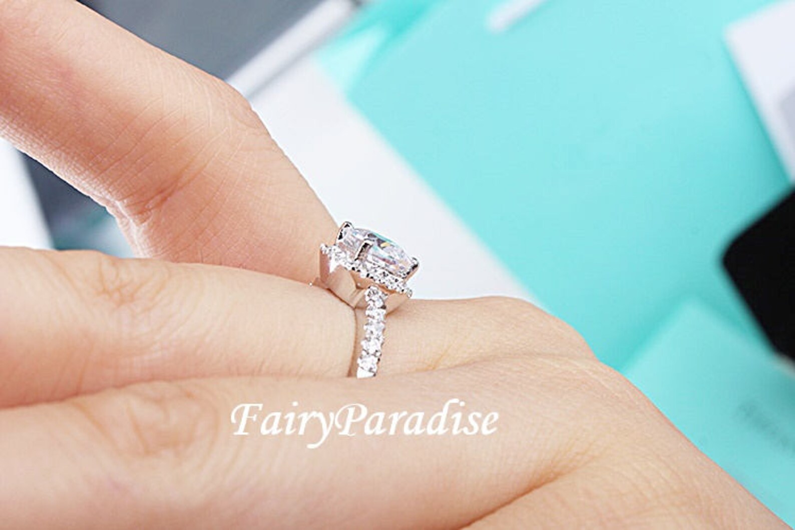 2 Carat Cushion Halo Engagement Ring/ Promise Ring for Her/ Etsy