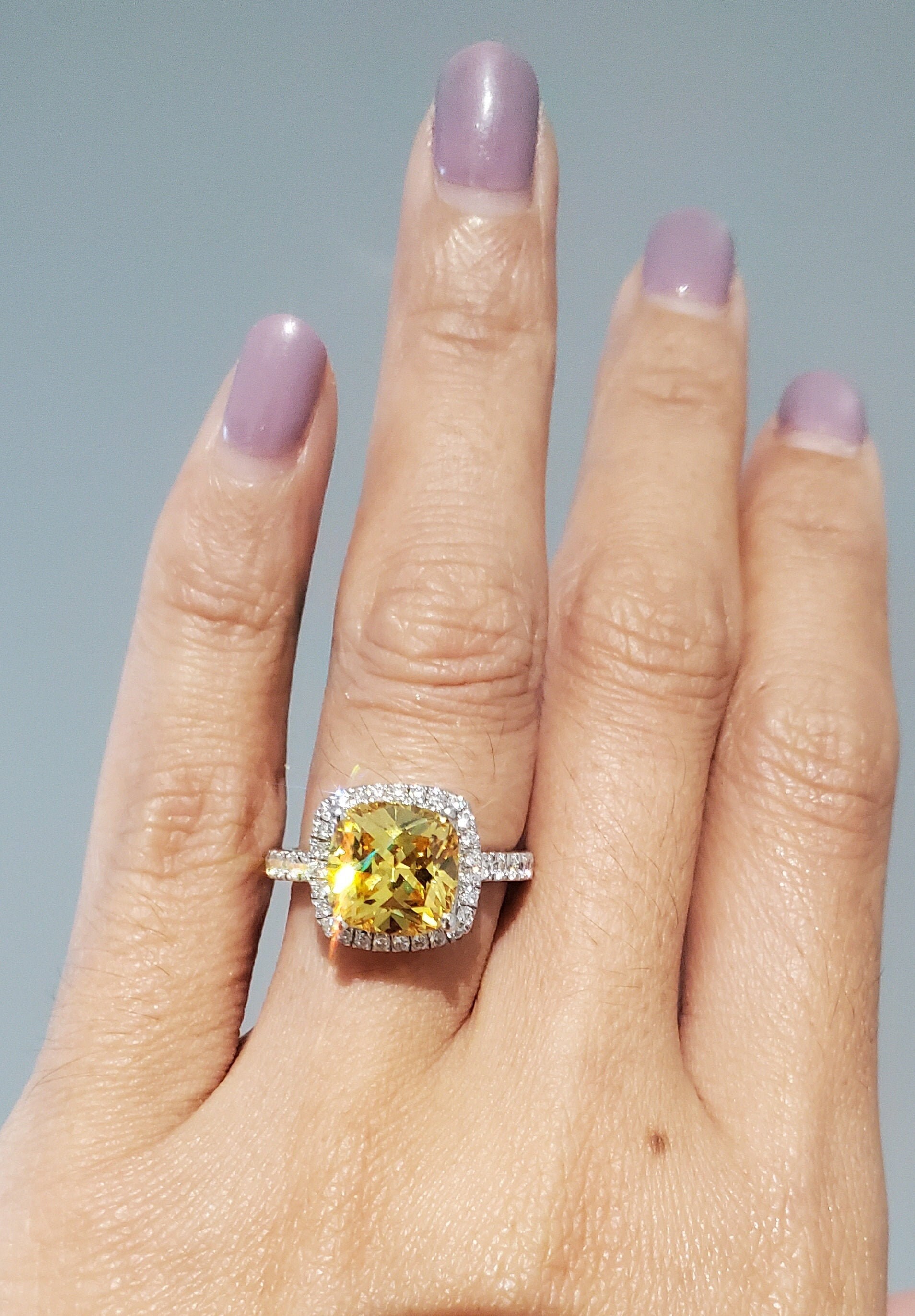 Cushion cut cheap canary diamond