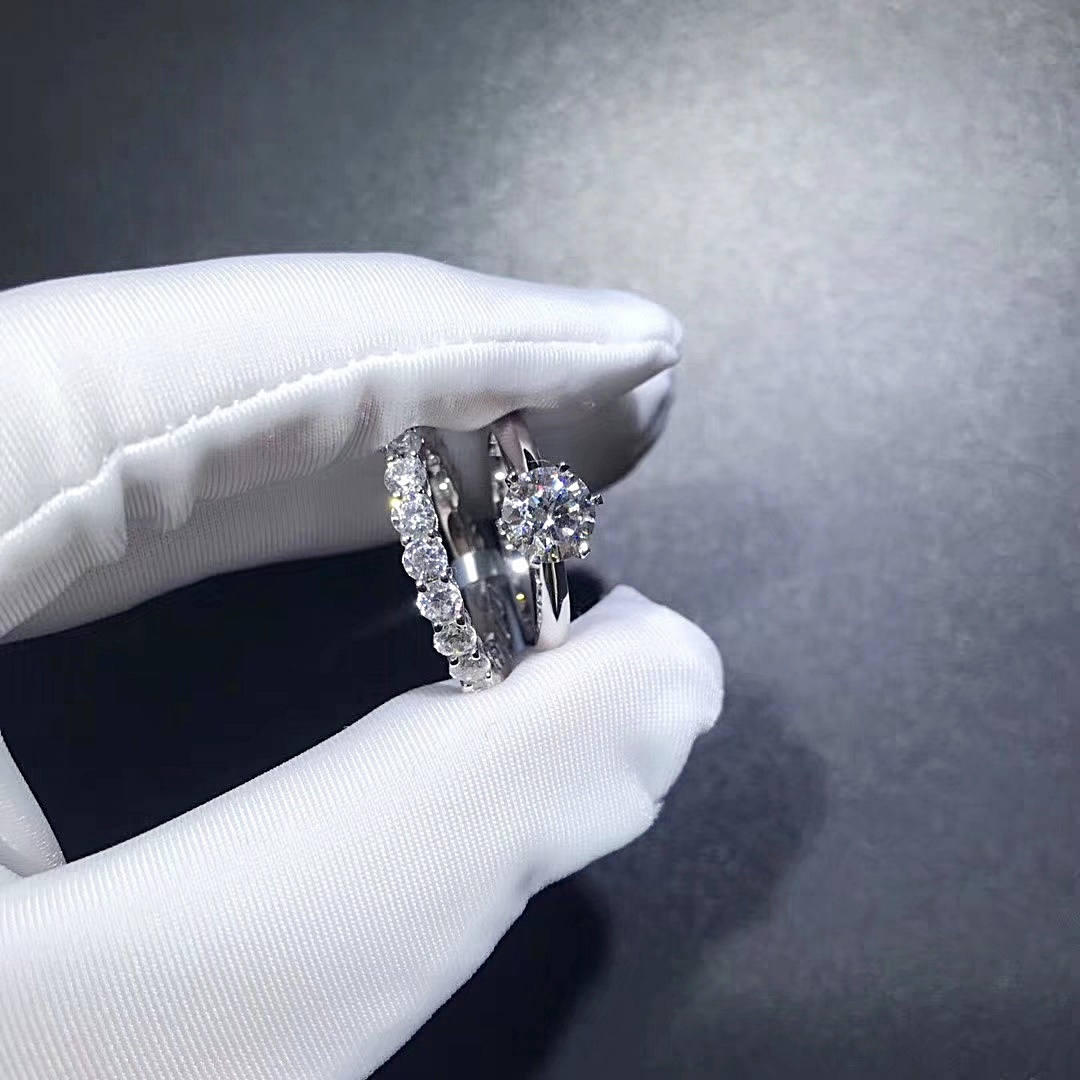 1 7 Ctw Bridal Sets Wedding Ring Set 1 Carat Round 6 Prong Etsy