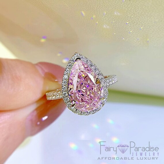 925 Sterling Silver 3-Stone Wedding Ring 2 Carat Fancy Pink Created Di -  diamondiiz.com