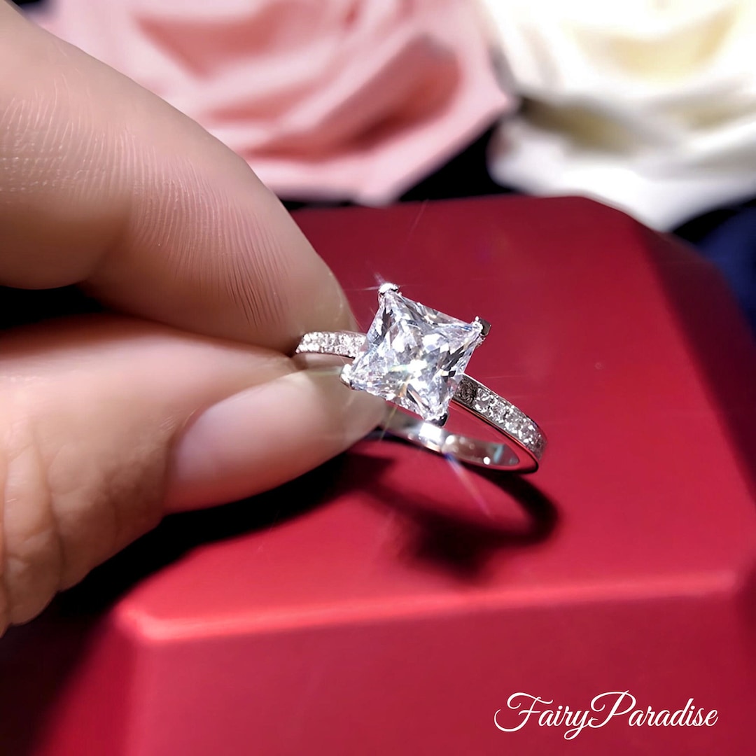 2 Carat Princess Cut Solitaire Engagement Ring / Promise Ring