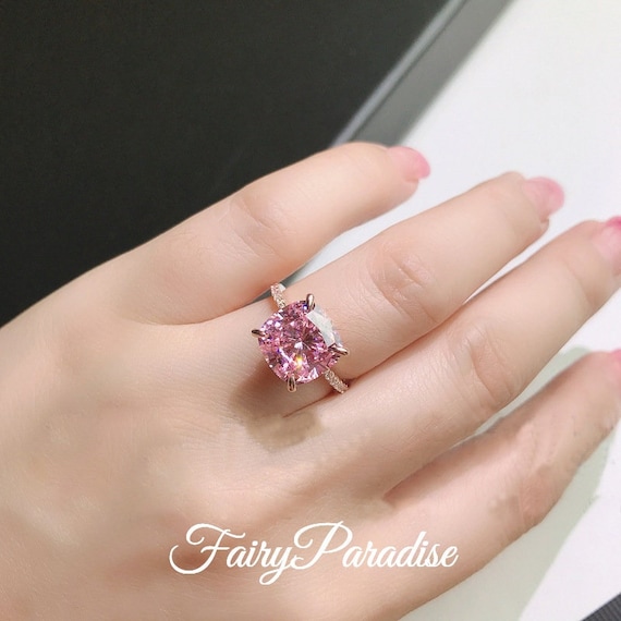 Sweet Romantic Pink Rings for women Crystal Zirconia Engagement