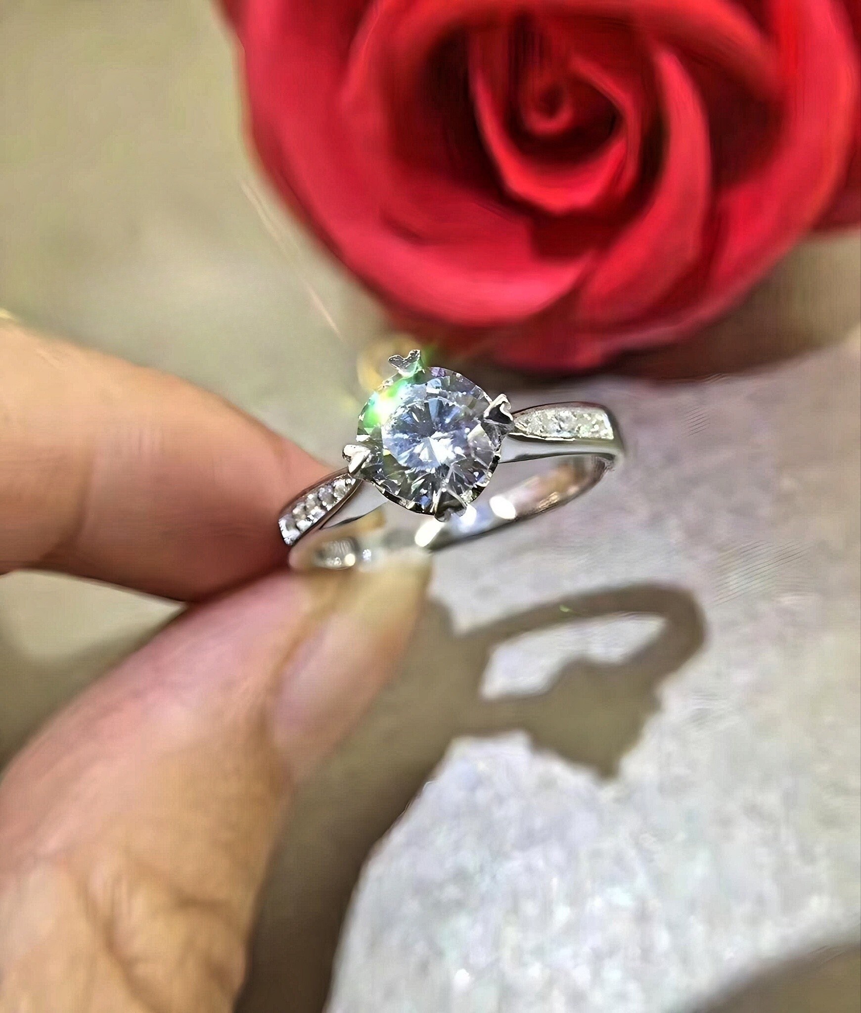 1.5 Carat Round Solitaire Engagement Ring in Sterling Silver