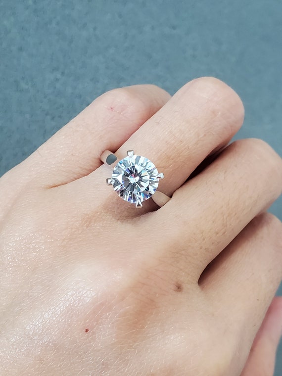 3 Carat Cathedral Solitaire Engagement Ring With 9 Mm Man Made