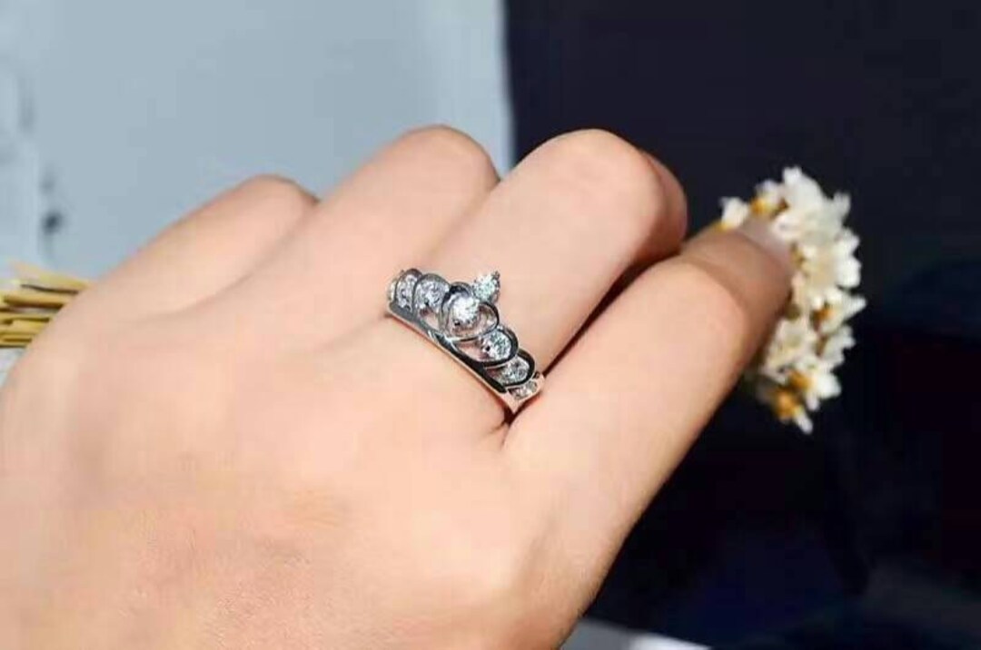 Princess Crown Ring Sterling Silver Crown Ring Princess - Etsy