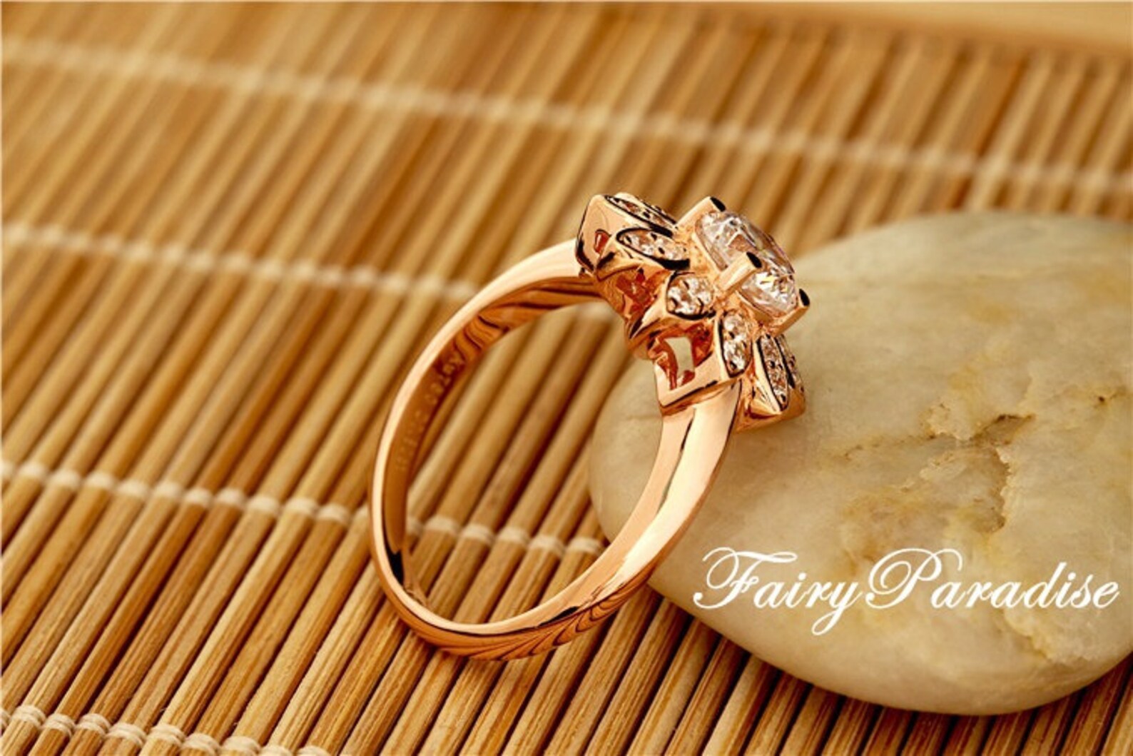 Daisy Flower Engagement Ring Boho Floral ring 0.8 Ct Man Etsy