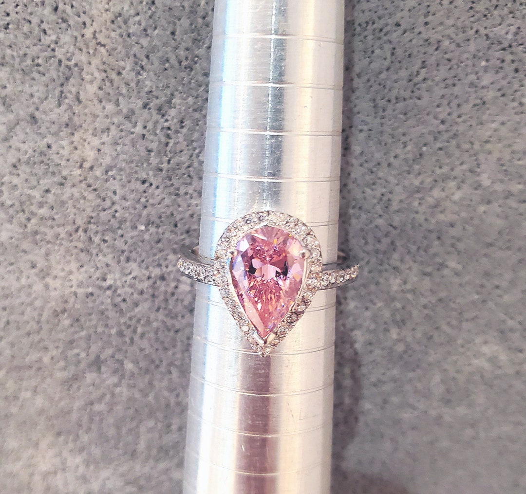 Pear Shape Lab Grown Pink Sapphire Cocktail Ring with Diamond Halo for  Women, 925 Sterling Silver, US 10.50 - Walmart.com