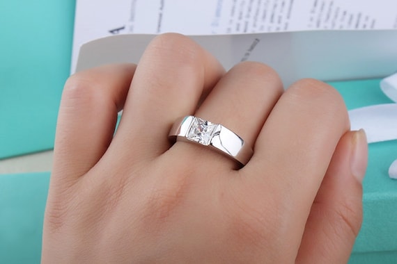 Buy 1 Carat Male Thick Band Wedding Band in Sterling Silver