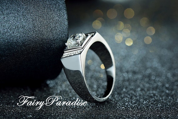 Men's Fashion Golden Plated Artifical Diamond Ring Luxury - Temu