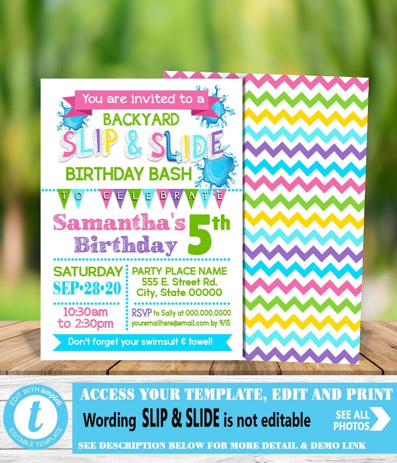 Birthday Party Invitation Summer Water Party Invite Water Party Invite Splish Splash Birthday Bash Set of 20