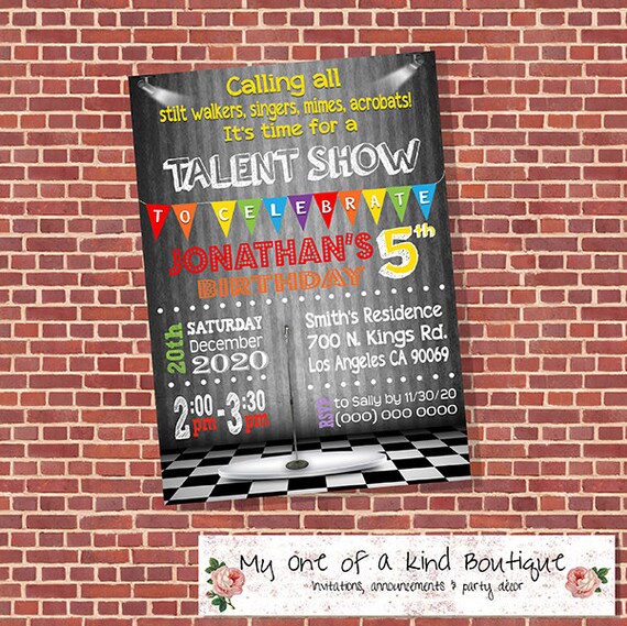 Items similar to Talent show invitation birthday party bash invite ...