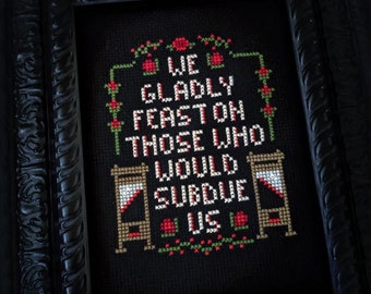 Reproductive Rights Cross Stitch Pattern / Gladly Feast / Addams Family / gothic / dark aesthetic / pro choice / feminism / creepy art