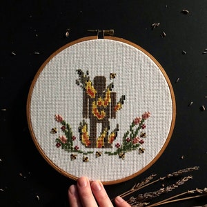 Wicker Man cross stitch pattern / Digital Download / embroidery / cross stitch / spooky art / witchy / Halloween / pagan / folk horror
