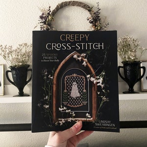Creepy Cross Stitch book / Halloween decor / spooky season / creepy art / ghost / witchy / jack-o-lantern / bats / skulls / haunted house