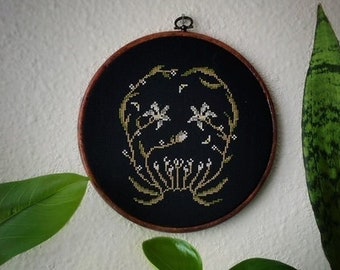 Illusion Skull Digital Cross Stitch Pattern / Memento Mori / cottagecore / forest / gothic / plants / dark floral / moody / folk horror