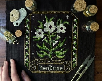 Henbane Poisonous Plants Cross Stitch Pattern / witchy / cottagecore / moody floral / witchy / pagan / medicinal / spooky season / creepy