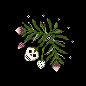 Thistles and Deadberries Cross Stitch Pattern / Digital Download / skull / strawberry / spooky season / creepy art / Halloween decor / image 3