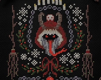 Krampus Cross Stitch Pattern / Christmas / spooky season / creepy art / dark aesthetic / seasonal / holiday / creepmas / witchy / folklore