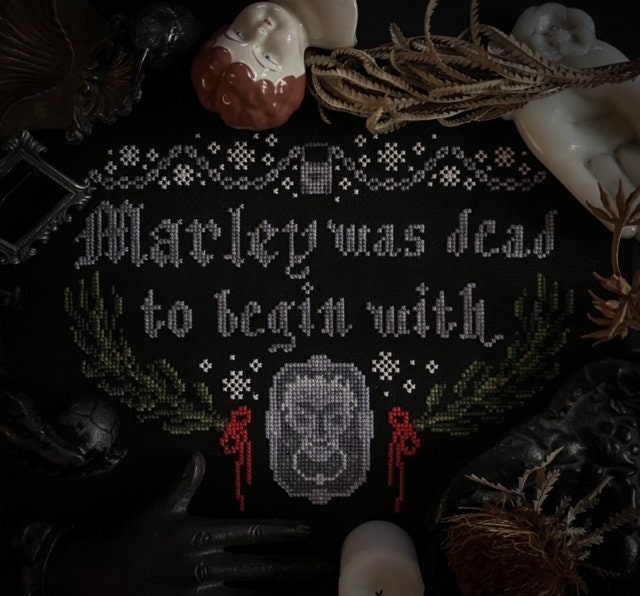Jacob Marley Cross Stitch Pattern/ Digital Download/ Ghosts of Christmas / spooky / creepy art / Halloween decor / Holiday / Charles Dickens