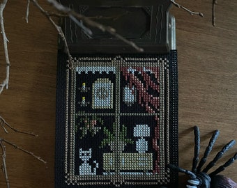 Haunted Window Cross Stitch Pattern / spooky season / Halloween decor / gothic / haunted house / Victorian / creepy aesthetic /