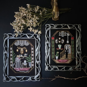 Morticia und Gomez Addams Kreuzstich Muster Bundle / Gothic / Addams Family / Halloween Dekor / gruselige Kunst