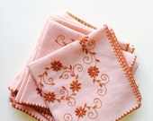 Vintage tablecloths , Vintage Embroidered pink Set Of 7 Vintage Tablecloth ,Great set for holiday table or any festive event , shabby style