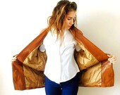 Giacca in pelle vintage, giacca di pelle marrone, Made in France - peaux cuirs alvin colore york marrone taglia M