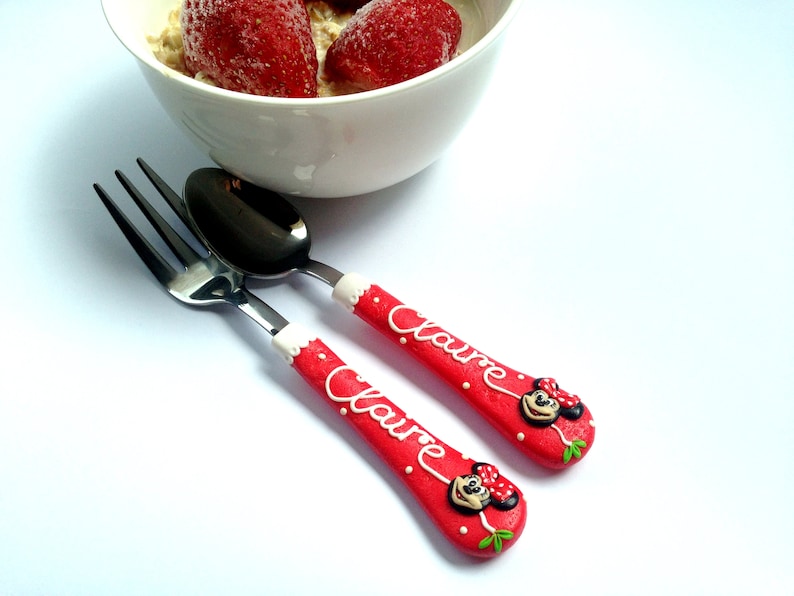 Minnie Spoon and Fork Gift for Girl Personalized Minnie Cutlery Set Baby Girl Easter Gift Personalized Kids Gift Gift for Toddler