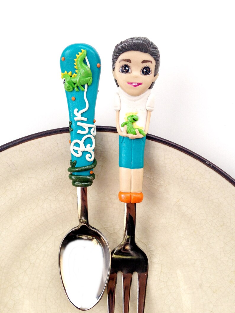 Dino Custom Cutlery Set Dinosaur Baby Shower Gift Spoon Fork Etsy