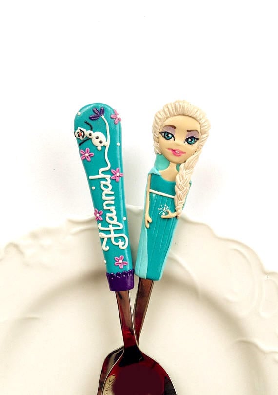 Elsa Gift for Her Frozen Custom Utensils Blue Girls Gift Etsy